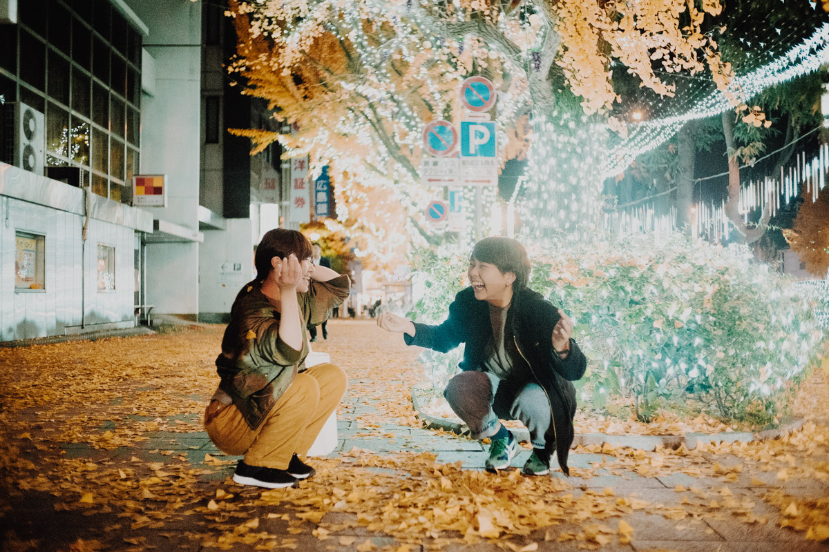 銀杏とイルミネーション